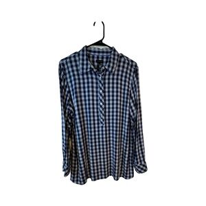 Talbots Blue Checked Tunic Blouse Size Large. Casual comfort